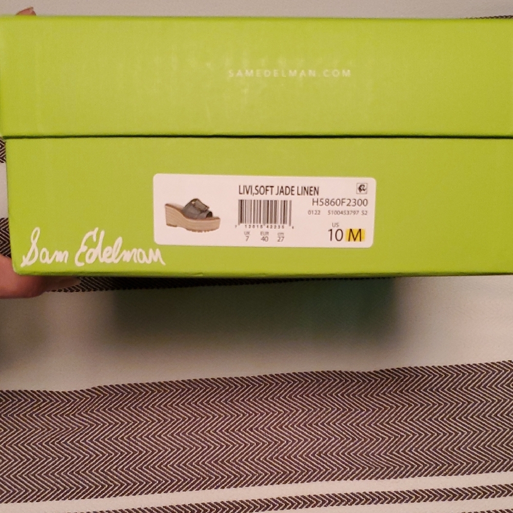 Sam Edelman Women's NIB Livi Jade Linen Platform Sandals Size 10 - Picture 7 of 7